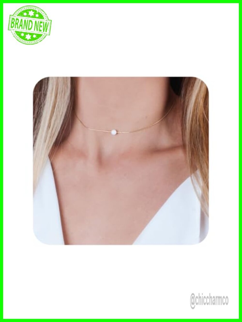 14K Gold Filled Opal Bead Choker Necklace Handmade Minimalist Jewelry